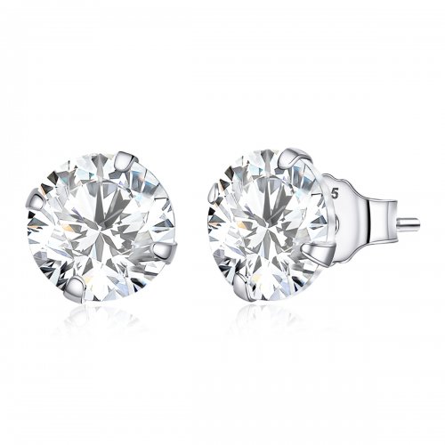 Estos aretes de estilo Pandora con cuatro garras y circonitas - BSE166 Estos aretes de estilo Pandora con cuatro garras y circonitas - BSE166