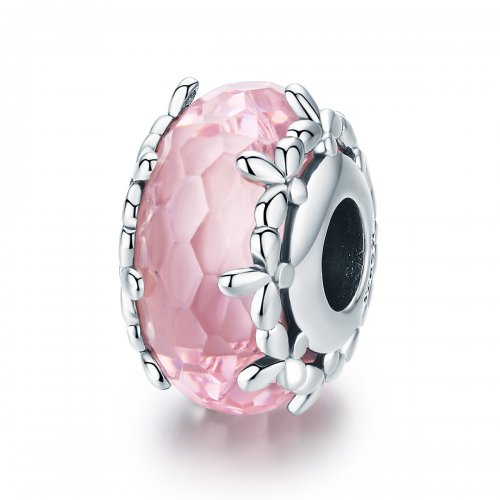 Charm de vidrio Murano con florete plateado en estilo Pandora - SCC1282