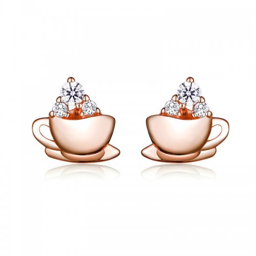 Pendientes estilo Pandora en tono oro rosa para la tarde del café - SCE592