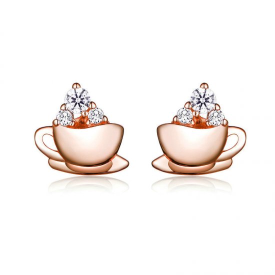 Pendientes estilo Pandora en tono oro rosa para la tarde del café - SCE592 - Haga click en la imagen para cerrar