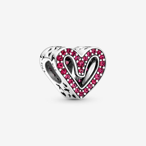 PANDORA Encanto de Corazón Rojo Rubí Brillante a Mano Alzada - 798692C02