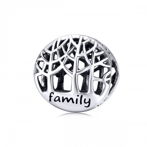 Charm de plata estilo Pandora con diseño de bosque familiar - SCC1144