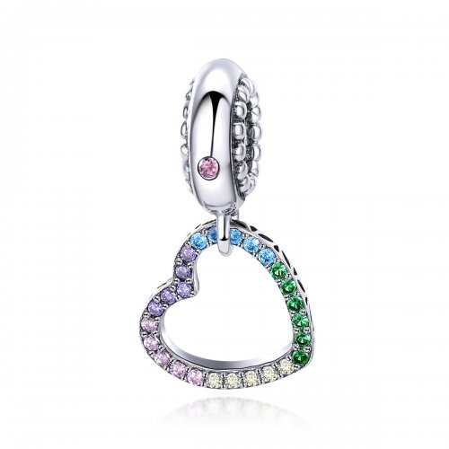 Colgante de corazón colorido estilo Pandora en plata - SCC896