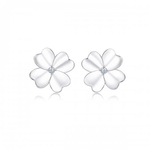 Pendientes de botón de flores de plata estilo Pandora - SCE864