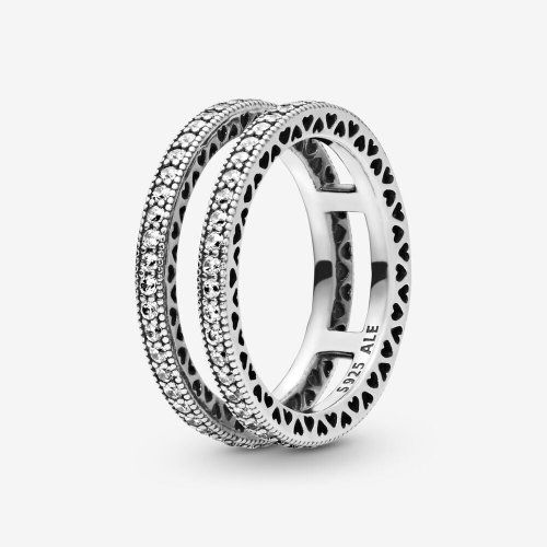 Anillo en plata de ley Doble Corazones de Pandora - 196236CZ