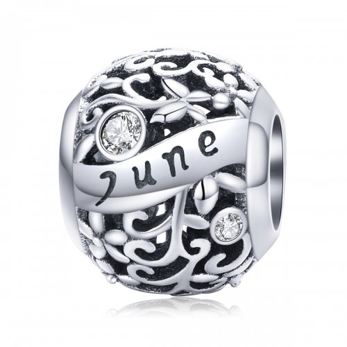 Encanto de Piedra de Nacimiento de Junio de Estilo Pandora en Plata - SCC1385-6