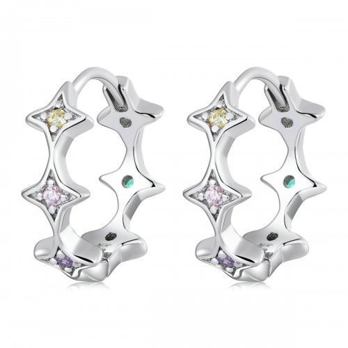 Aretes de argolla estilo Pandora para hombres con estrella - SCE1389
