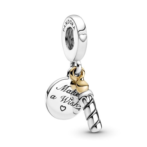 Charm colgante de vela de cumpleaños de dos tonos PANDORA - 799328C00