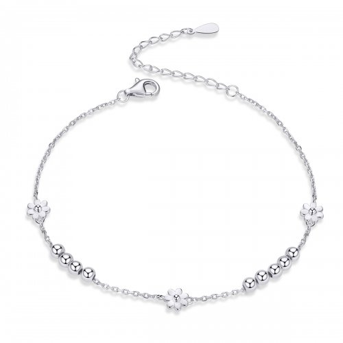 Pulsera deslizante de cadena con flor de margarita plateada estilo Pandora - SCB146
