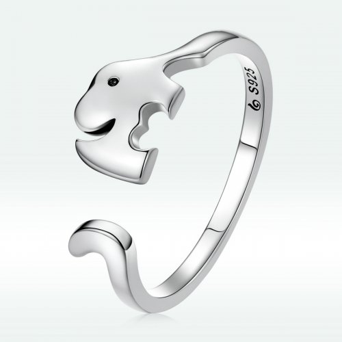 Anillo abierto estilo Pandora con elefante - BSR227