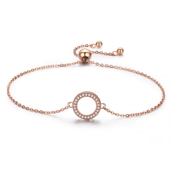 Pulsera deslizante estilo Pandora en color oro rosa - SCB030-C de la colección Destiny - Haga click en la imagen para cerrar