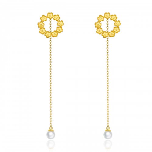 Estilo Pandora Pendientes Colgantes de Pequeña Flor - BSE290