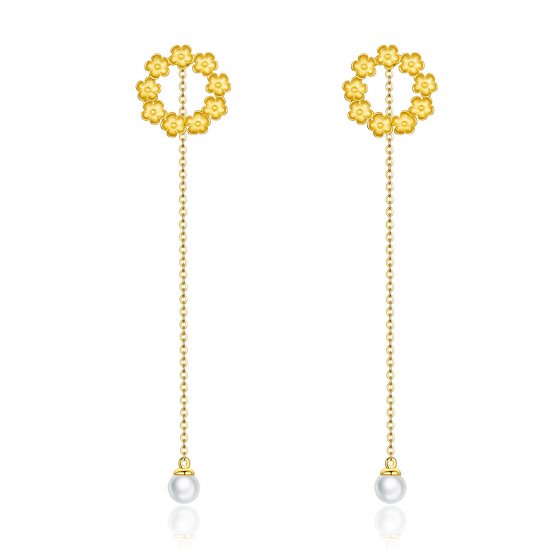 Estilo Pandora Pendientes Colgantes de Pequeña Flor - BSE290 - Haga click en la imagen para cerrar