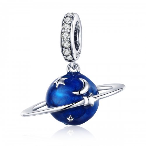 Pendiente de estilo Pandora en plata con colgante del planeta secreto - SCC933