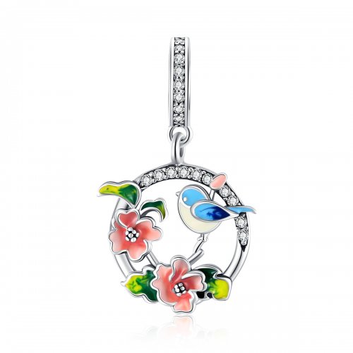Pandora Estilo Plata Aves y Flores Colgante - SCC1726
