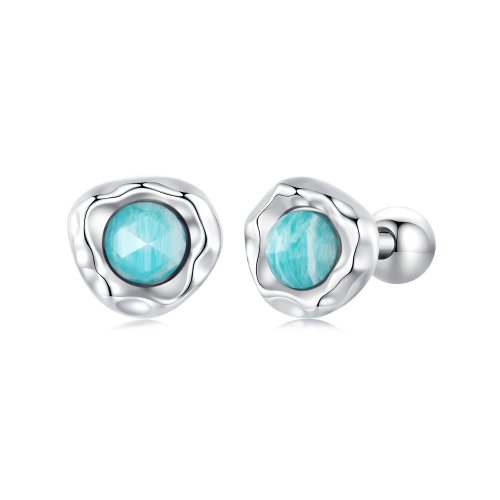 Pendientes estilo PANDORA de amazonita - BSE1056
