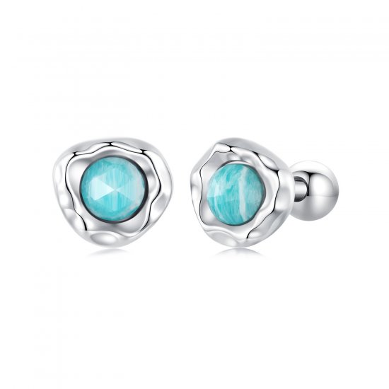 Pendientes estilo PANDORA de amazonita - BSE1056 - Haga click en la imagen para cerrar
