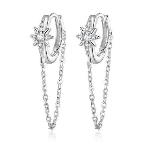 Aretes tipo Pandora con estrellas para hombres - BSE699