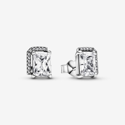 Pendientes de botón con halo brillante rectangular de Pandora - 292380C01