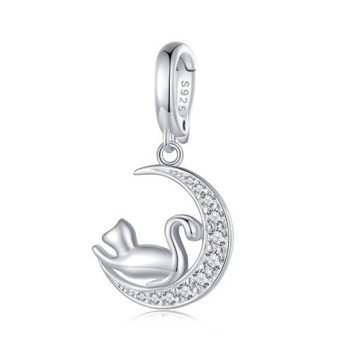 Colgante Luna y Gato Estilo Pandora - SCC2571