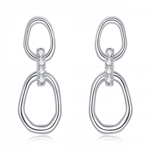 Pendientes colgantes de plata estilo Pandora con geometría - SCE1016