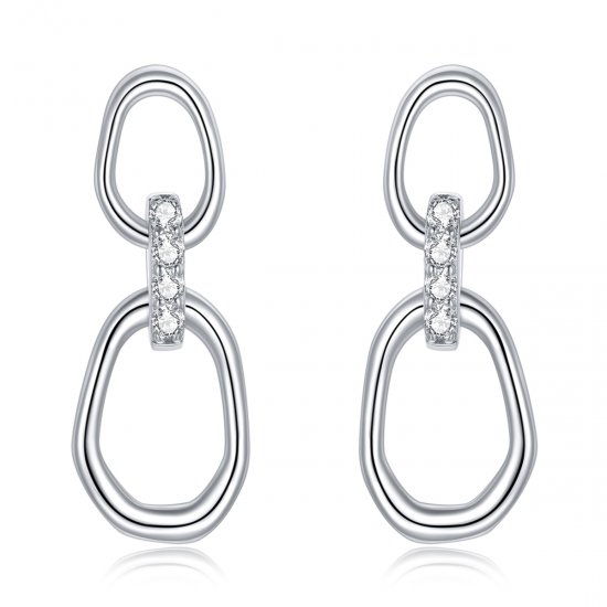 Pendientes colgantes de plata estilo Pandora con geometría - SCE1016 - Haga click en la imagen para cerrar