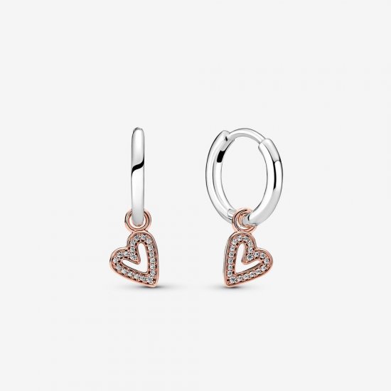 Pendientes de Aro con Corazón a Mano Alzada PANDORA Sparkling - 280090C01 - Haga click en la imagen para cerrar
