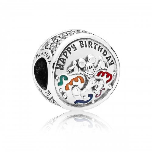 Charm en plata de ley Mickey Mouse feliz cumpleaños PANDORA