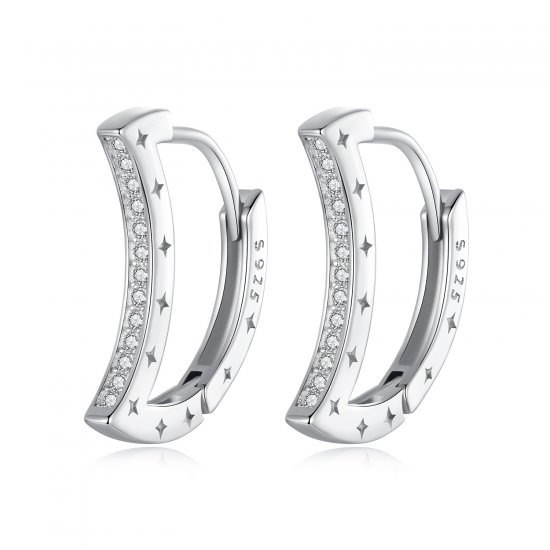 Pendientes de estrella y luna estilo PANDORA - BSE1031 - Haga click en la imagen para cerrar