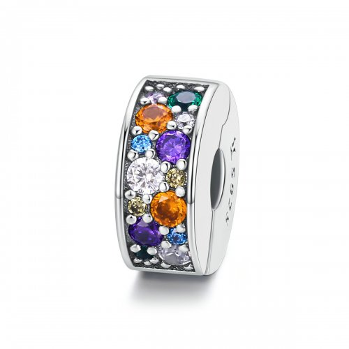 Clip estilo Pandora de jardín colorido plateado - SCC1609 Clip estilo Pandora de jardín colorido plateado - SCC1609