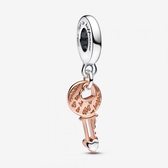 PANDORA Llavero de dos tonos y Abalorio Colgante de Corazón Deslizante - 782510C00 - Haga click en la imagen para cerrar