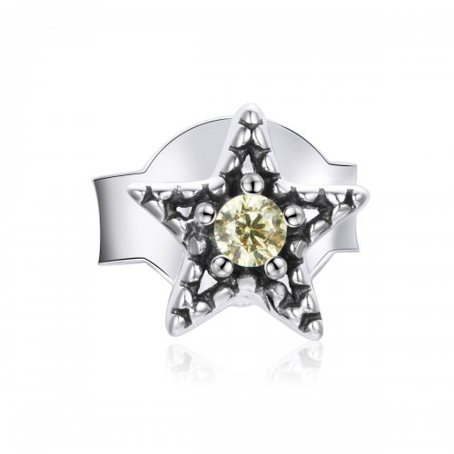 Pendientes de plata estilo Pandora con montura individual de estrella - SCE1066