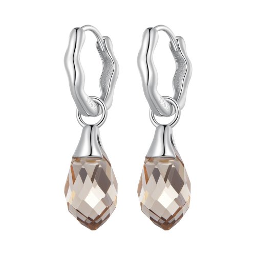 Estilo Pandora Lujosos Pendientes de Aro en Forma de Gota de Agua - BSE814