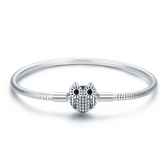 Pulsera de cadena de búho lindo de graduación en estilo Pandora de plata - SCB067 - Haga click en la imagen para cerrar