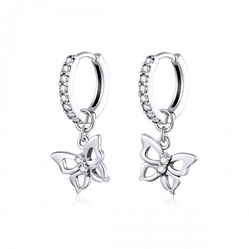 Pendientes de mariposa de plata estilo Pandora - SCE833