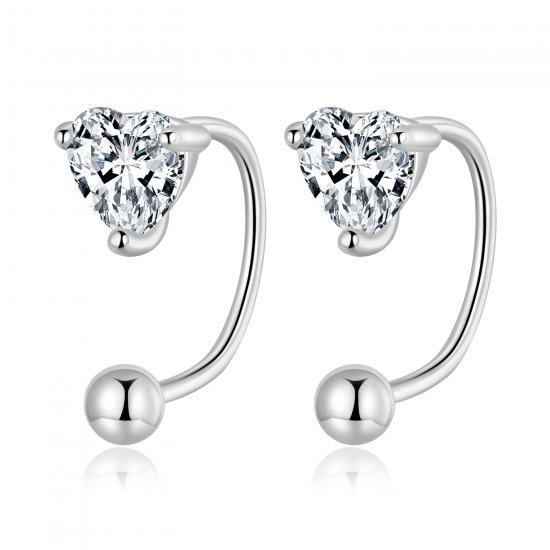 Pendientes de rosca de estilo Pandora con corazón - BSE697 - Haga click en la imagen para cerrar