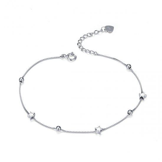 Pulsera deslizante de cadena estilo Pandora con estrella de plata - SCB171 - Haga click en la imagen para cerrar