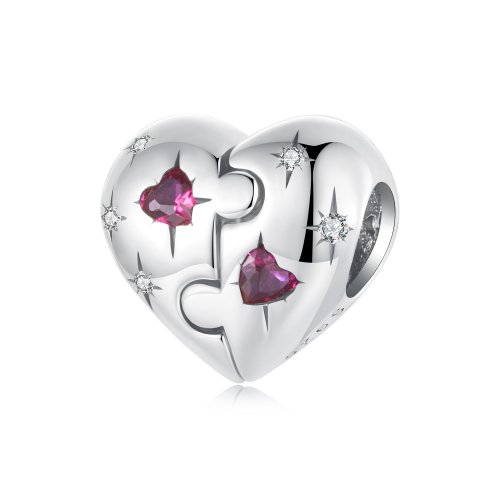 Charm de corazón en forma de rompecabezas estilo PANDORA - SCC2775
