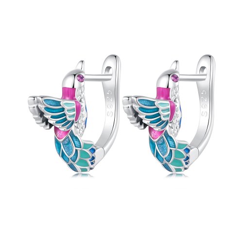 Aretes de aro estilo Pandora con Martín Pescador - BSE899