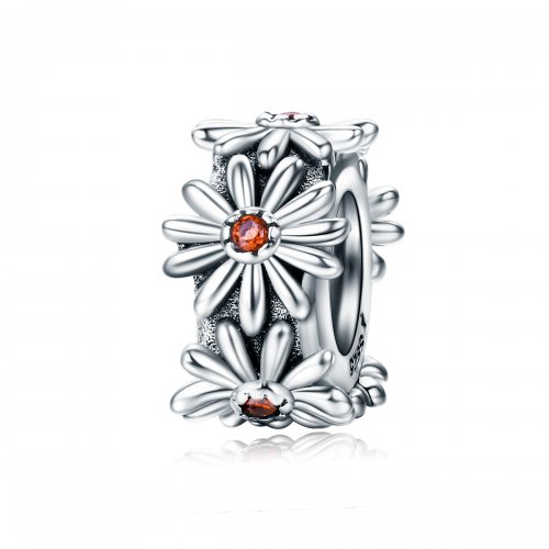 Encanto espaciador de corona de margaritas de plata estilo Pandora - SCC598