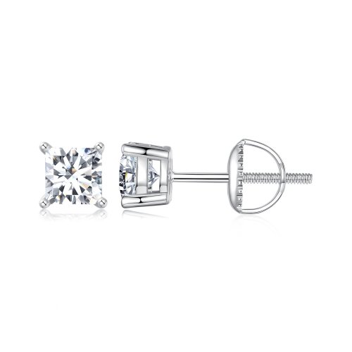 Pendientes de moissanita estilo princesa PANDORA (dos certificados) - MSE047-L