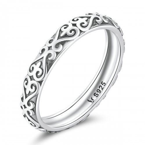 Anillo de estilo Pandora con patrón retro en relieve - SCR776