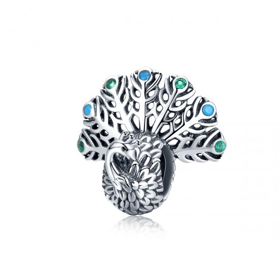 Charm de Plata Estilo Pandora con Pavo Real - SCC1260 - Haga click en la imagen para cerrar
