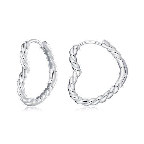 Aretes de argollas con estilo Pandora en forma de corazón - SCE1606