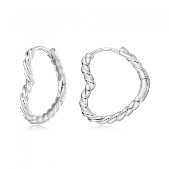 Aretes de argollas con estilo Pandora en forma de corazón - SCE1606 - Haga click en la imagen para cerrar