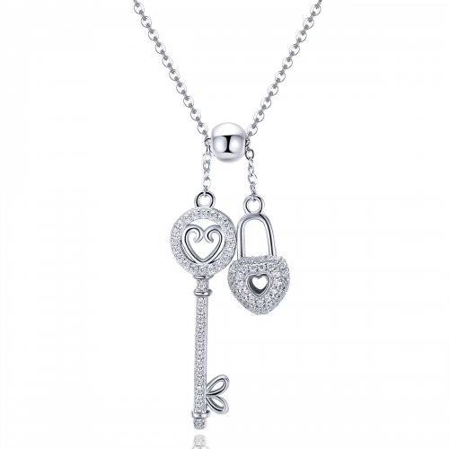 Collar Pandora Style de Plata con Llave del Corazón - SCN290