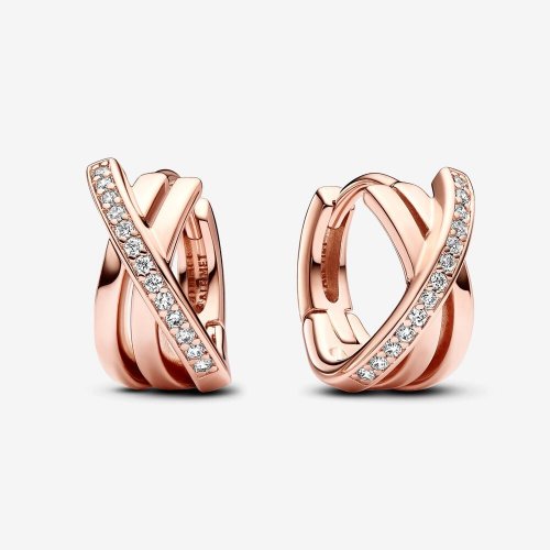 Pendientes Pandora de aro Pavé Cruzado - 283150C01