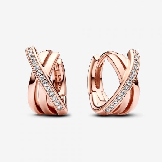 Pendientes Pandora de aro Pavé Cruzado - 283150C01 - Haga click en la imagen para cerrar