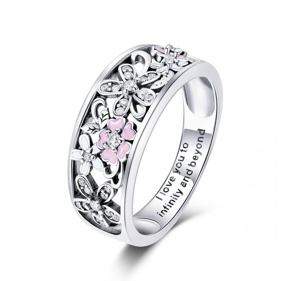 Anillo de Baile de Flores de Plata al Estilo Pandora - SCR390 - Haga click en la imagen para cerrar