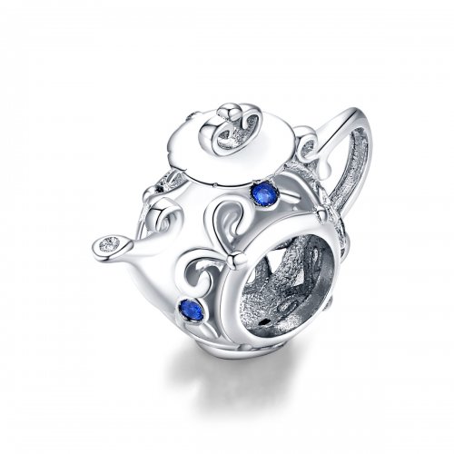 Charm de Tetera de Plata Estilo Pandora con Diseño Ahuecado - BSC274